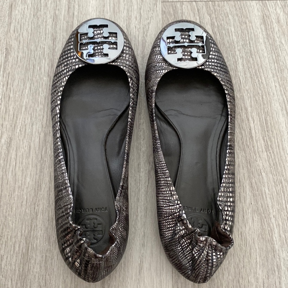 Tory Burch Gray Reva Ballet Flats
